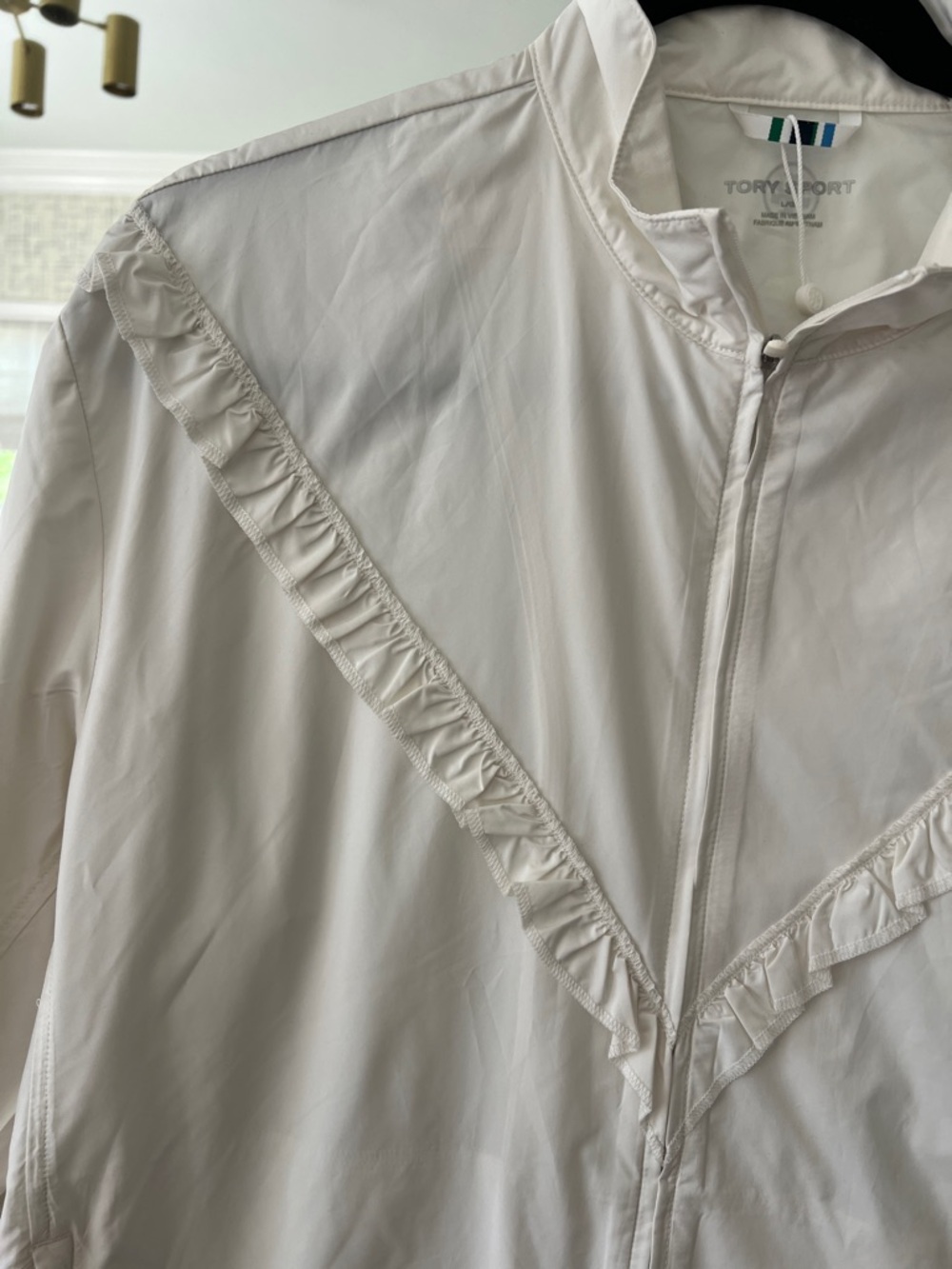 Tory Sport White Zip-Front Jacket with Subtle Trim - Picture 3 of 7